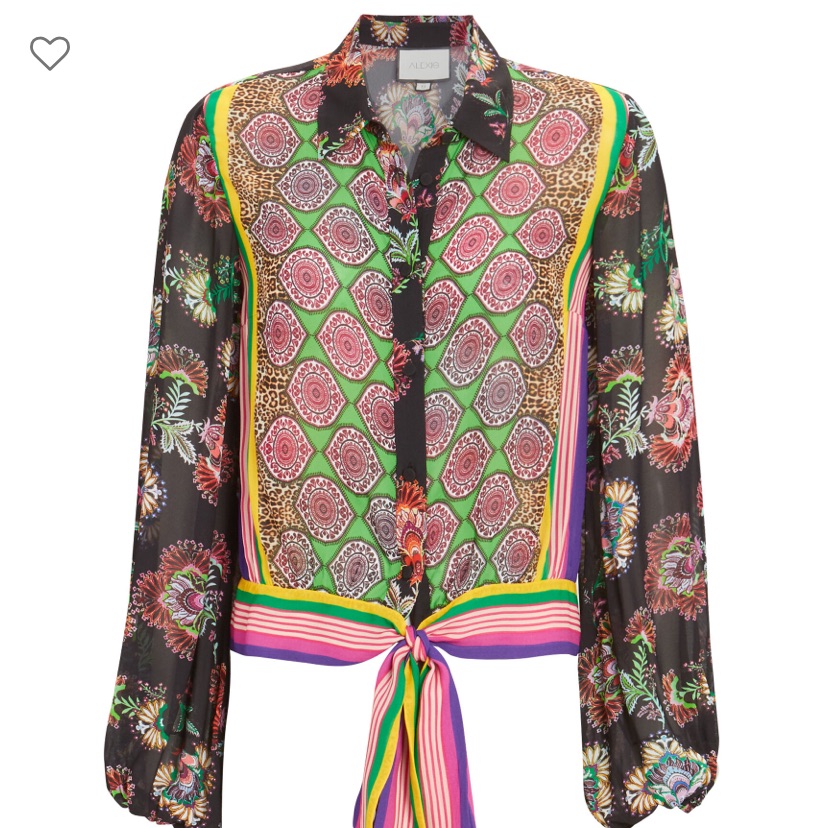 Betony Tie Front Paisley Chiffon Blouse